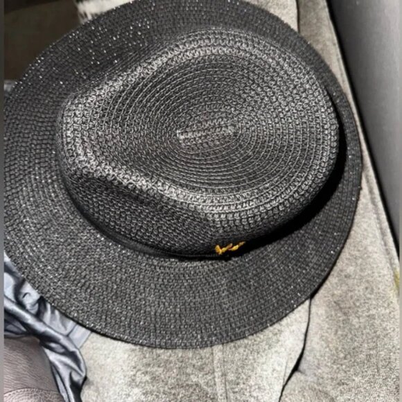 House of Hatters x Cholla Collaboration | Black Raffia Straw Hat with Turquoise main image 10